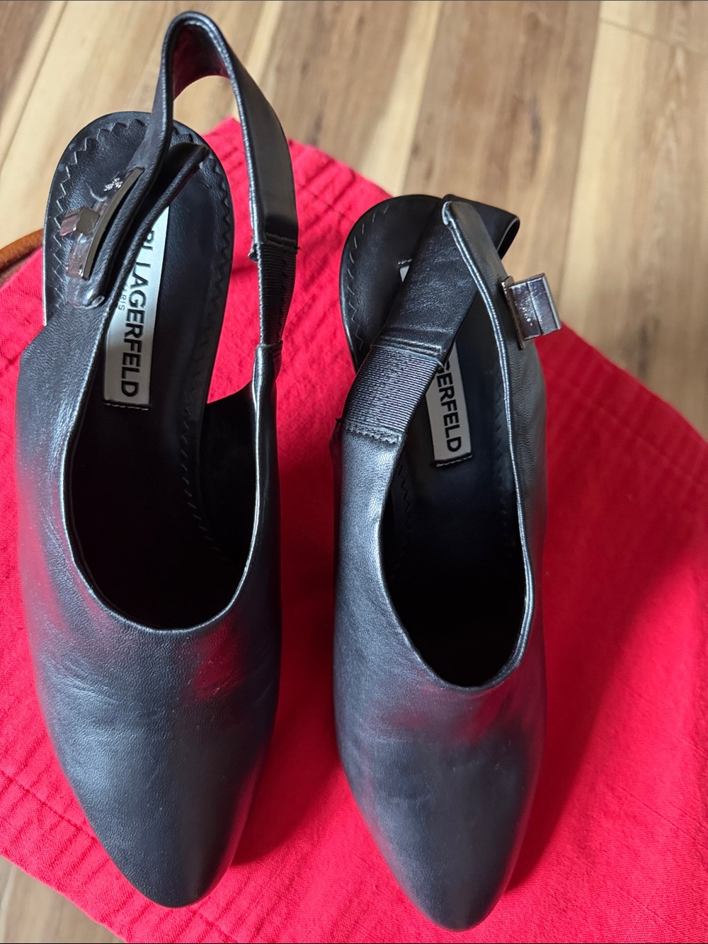 Karl Lagerfeld Leather Pointed Slingback Heels8 1/2
